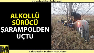 Alkollü sürücü şarampolden uçtu