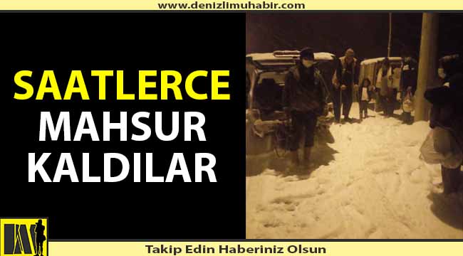 Denizli'de bir aile karda mahsur kaldı