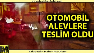 Yanan otomobilini yangın tüpüyle kurtarmaya çalıştı