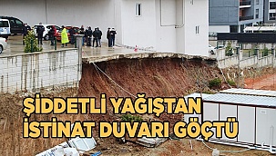 Şiddetli yağış istinat duvarını çökertti