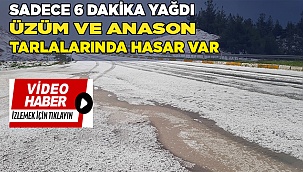 6 dakika devam eden dolu kenti beyaz örtüye büründürdü