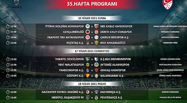 Denizlispor, Süper Lig'de 35-39. hafta programları açıklandı