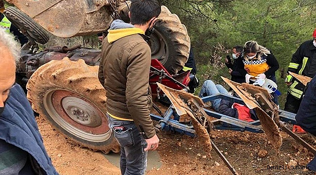Traktörün altında kalan çiftçi ağır yaralandı