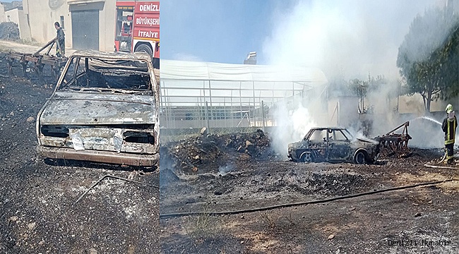 Elektrikli demir kesme makinesi bir otomobilin yanmasına neden oldu
