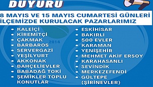 MERKEZEFENDİ’DE PAZAR YERLERİ 8 VE 15 MAYIS’TA AÇIK OLACAK