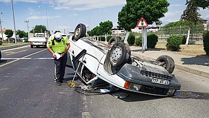 Takla atan otomobilin sürücüsü yaralandı