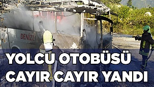 Yolcu otobüsü alev topuna döndü