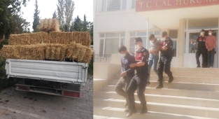 Çiftçinin samanına göz diken 3 hırsız tutuklandı