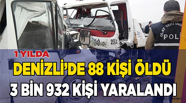 Denizli’de 1 yılda, 2 bin 645 adet trafik kazası yaşandı