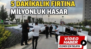 Denizli'de 5 dakikalık kum fırtınası yıktı geçti