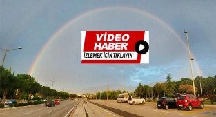 Fırtınanın ardından çifte gökkuşağı Denizli semalarını süsledi
