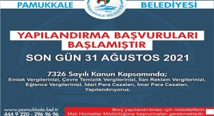 PAMUKKALE BELEDİYESİNDEN YAPILANDIRMA İMKÂNI