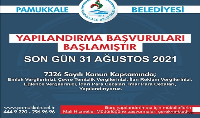PAMUKKALE BELEDİYESİNDEN YAPILANDIRMA İMKÂNI