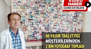 40 yıldır tıraş ettiği müşterilerinin fotoğraflarını biriktirdi