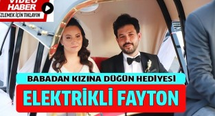 Babasının yaptığı elektrikli faytonla dünya evine girdiler