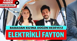 Babasının yaptığı elektrikli faytonla dünya evine girdiler