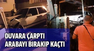 Bahçe duvarına çarpan sürücü, arkasına bakmadan kaçtı