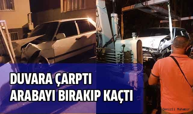 Bahçe duvarına çarpan sürücü, arkasına bakmadan kaçtı