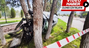 Hurdaya dönen otomobilden yara almadan çıktı
