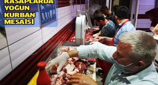 Kasaplarda yoğun kurban mesaisi