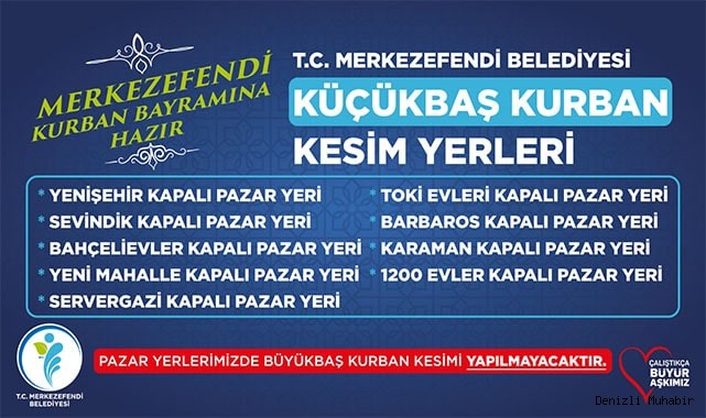 KURBAN KESİM YERLERİNİ BELİRLEDİ