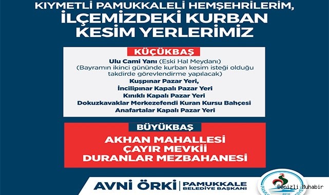 Pamukkale’de kurban kesim yerleri belirlendi