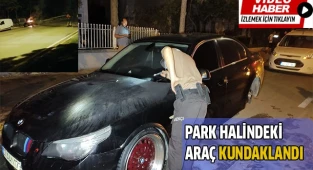 Park halindeki otomobil, üzerine benzin dökülerek kundaklandı