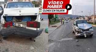 Seyir halindeki otomobil öndeki araca çarptı; 2 yaralı