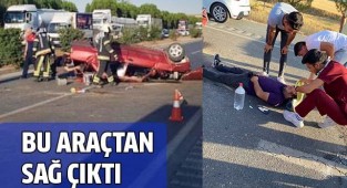 Takla atarak ters dönen otomobilde sürücü yaralandı