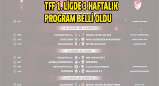 TFF 1. Ligde 3 haftalık program belli oldu