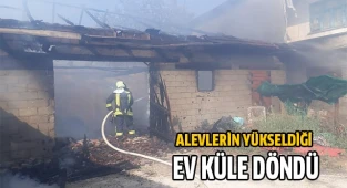 Alevlerin yükseldiği ev küle döndü