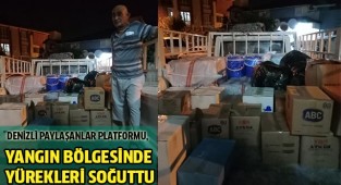 Denizli Paylaşanlar Platformu, yangın bölgesinde yürekleri soğuttu