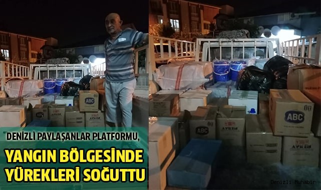 Denizli Paylaşanlar Platformu, yangın bölgesinde yürekleri soğuttu
