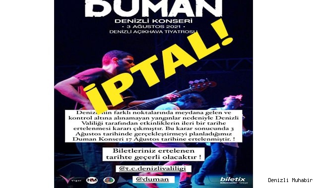 DUMAN KONSERİ İPTAL!
