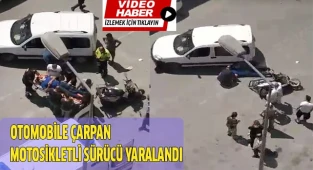 Otomobile çarpan motosikletli sürücü yaralandı