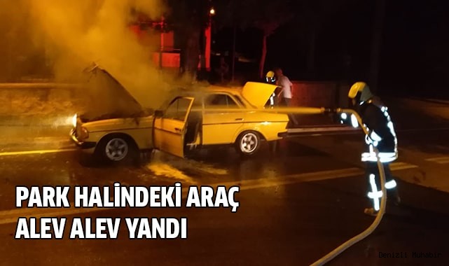 Park halindeki araç alev alev yandı