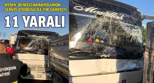 Servis otobüsü ile tır çarpıştı: 11 yaralı
