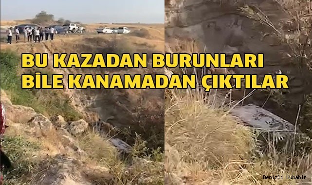 Uçuruma düşen araçtaki 3 kişi burunları bile kanamadan kurtuldu