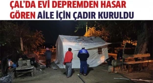 Denizli'de deprem sonrası Çal'da hasar oluşan bir ev boşaltıldı