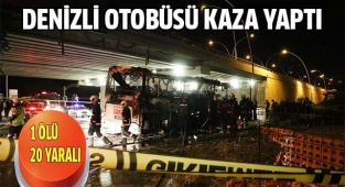 Otobüs direğe çarptı, alev topuna döndü