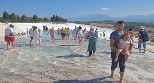 Pamukkale'de sonbahar yoğunluğu