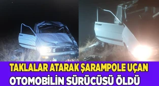 Taklalar atarak şarampole uçan otomobilin sürücüsü öldü