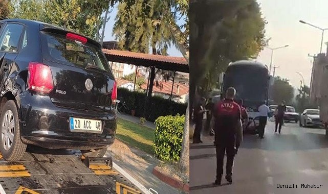 Yolcu otobüsü otomobil ile çarpıştı