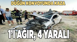Düğün konvoyunda kaza 4 yaralı