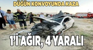 Düğün konvoyunda kaza 4 yaralı