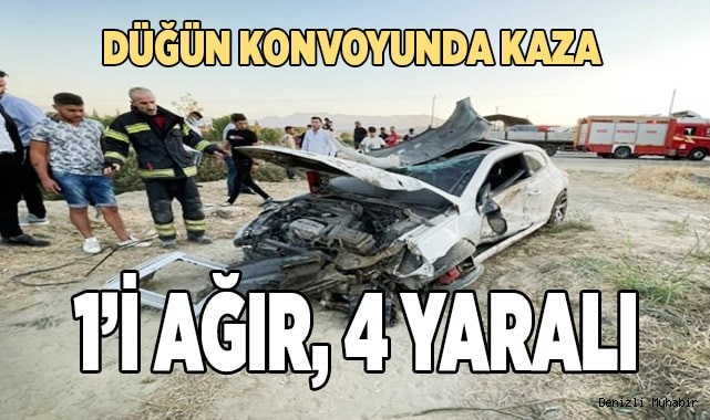 Düğün konvoyunda kaza 4 yaralı
