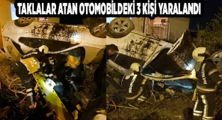 Taklalar atan otomobildeki 3 kişi yaralandı
