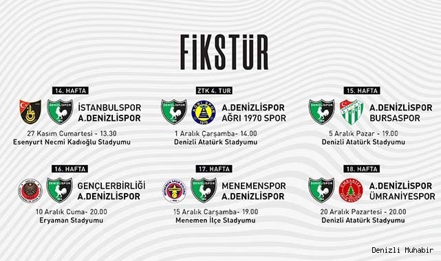 A. Denizlispor’un Lig ve Ziraat Türkiye Kupası maç takvimi açıklandı