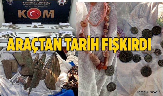 Aracına yaptırdığı gizli bölmede onlarca tarihi eser çıktı