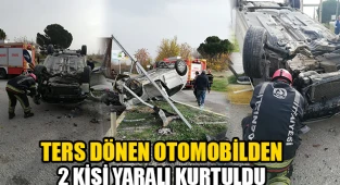 Denizli'de takla atan otomobilde 2 kişi yaralandı